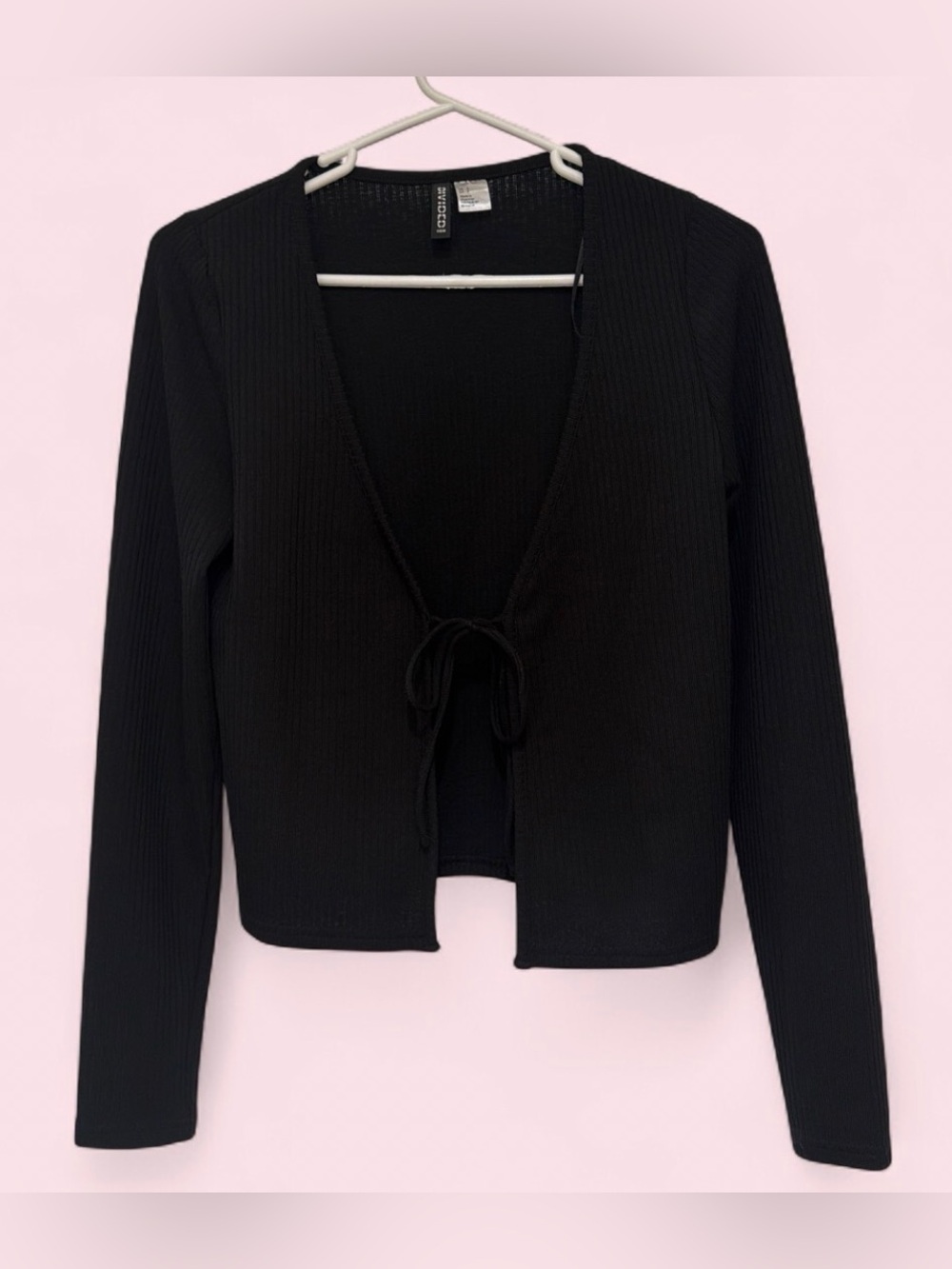 H&M Black Ribbed Tie-Front Cardigan